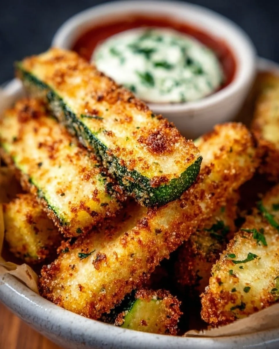 Low-calorie air fryer zucchini fries served on a plate