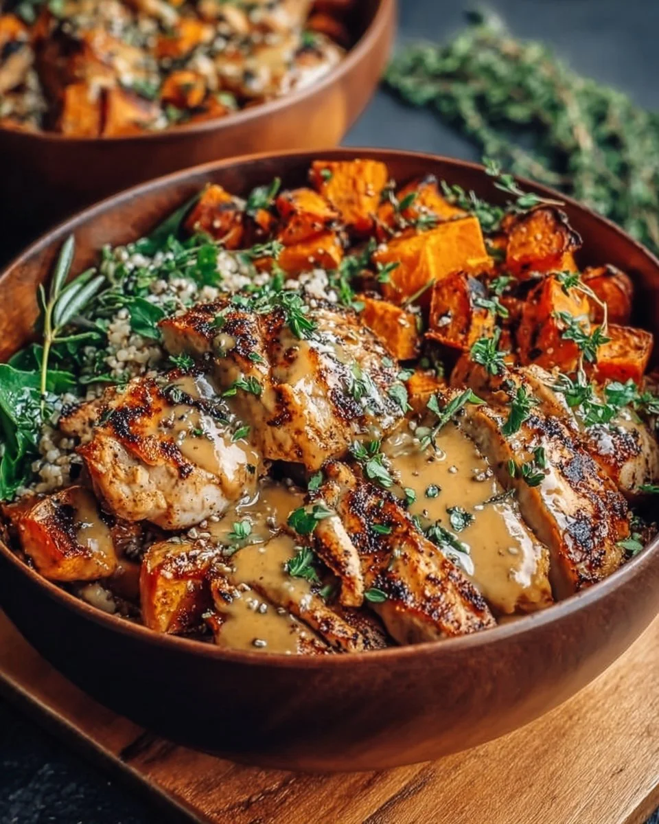 Maple-Dijon Chicken and Sweet Potato Bowl