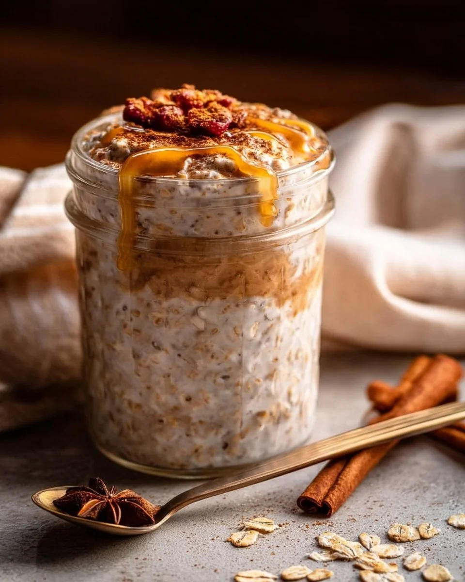 High-Protein Cinnamon Roll Overnight Oats