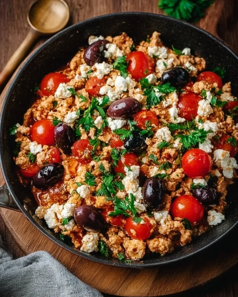 Mediterranean Chicken Skillet with vibrant vegetables and spices.