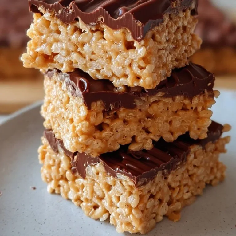 Homemade Peanut Butter Rice Krispie Treats on a plate