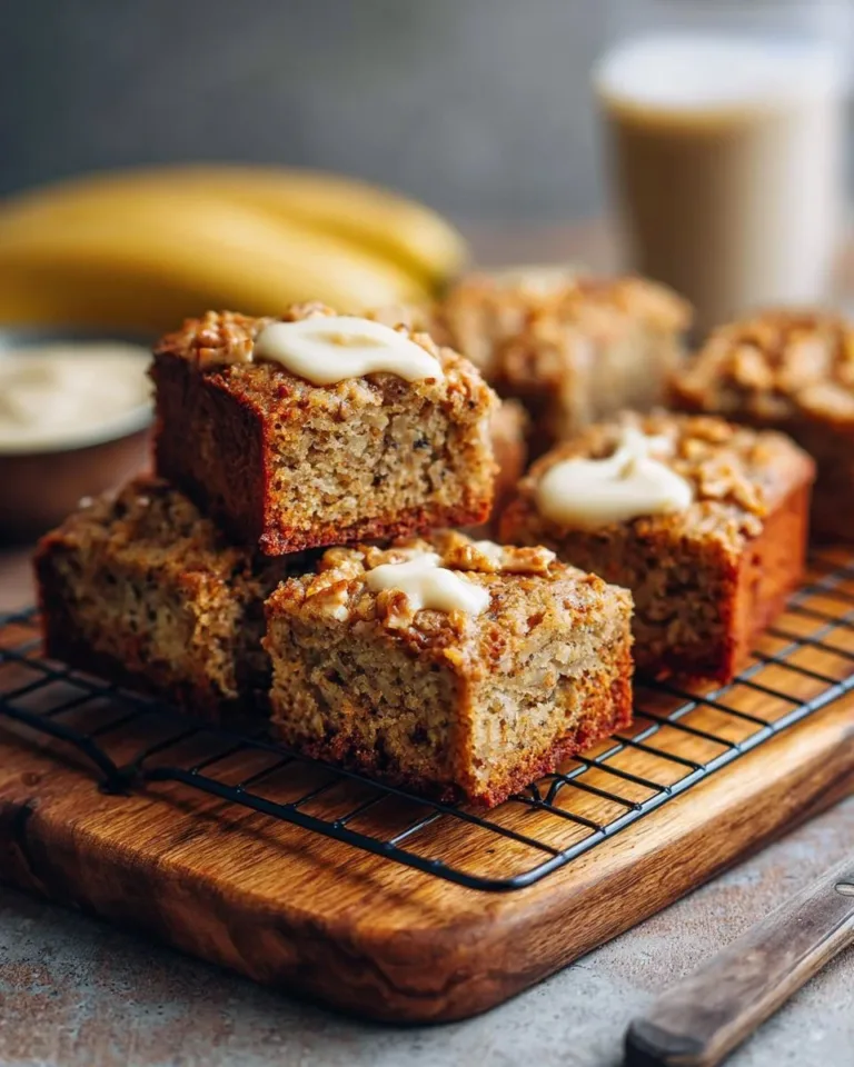 Delicious and easy banana bread bars on a baking tray