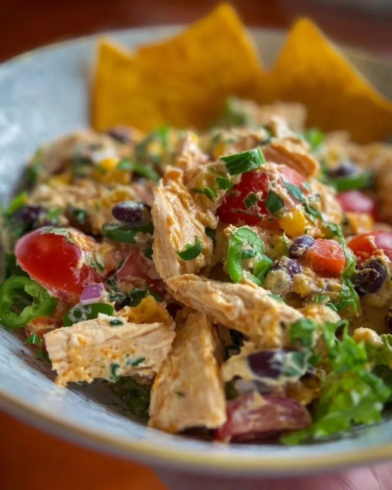 Colorful Southwestern Chicken Salad with grilled chicken and fresh veggies