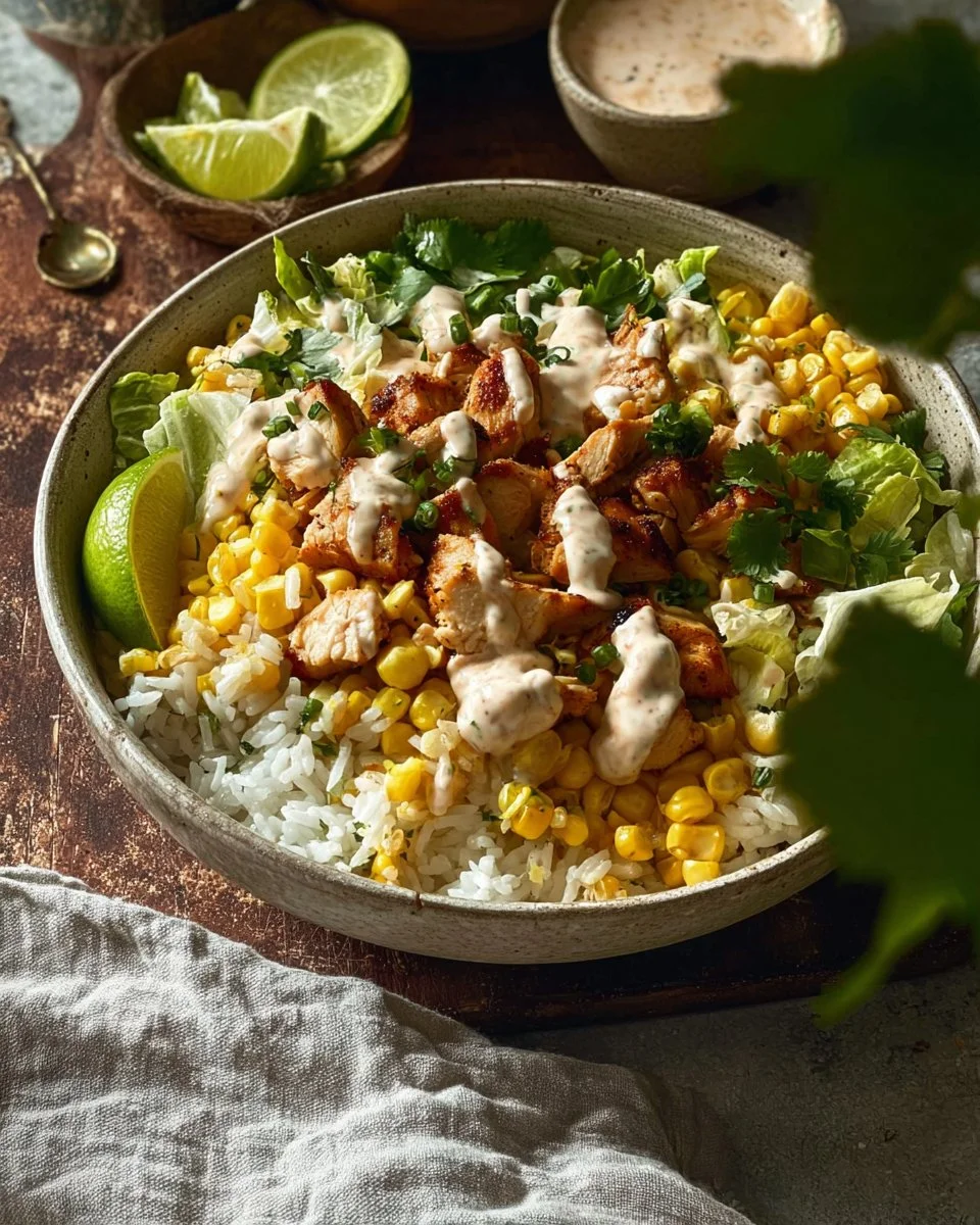 Street Corn Chicken Rice Bowls