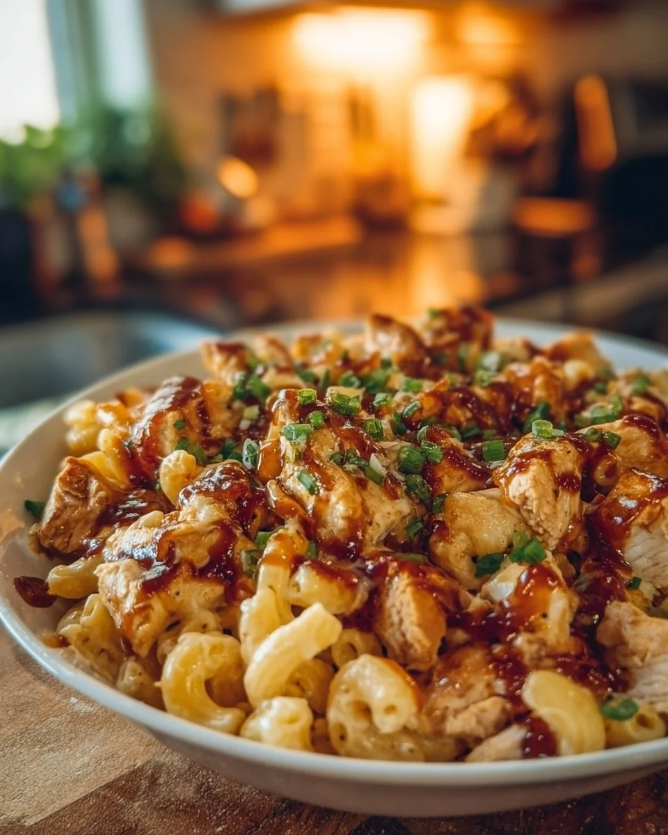 High Protein Honey BBQ Chicken Mac and Cheese