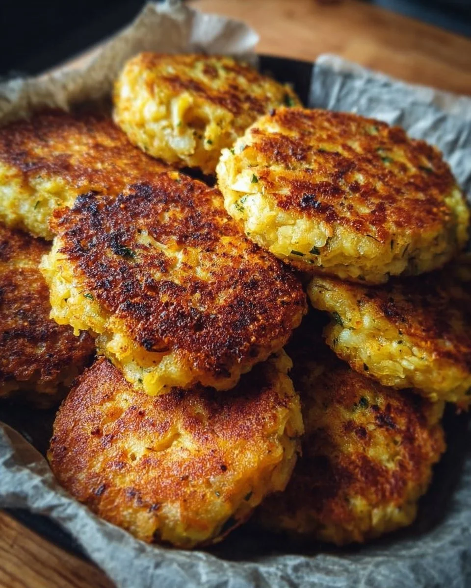 Vegetarian cabbage cheese patties served on a plate with fresh herbs.