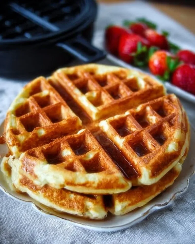 Deliciously golden Belgian waffles served with fresh toppings