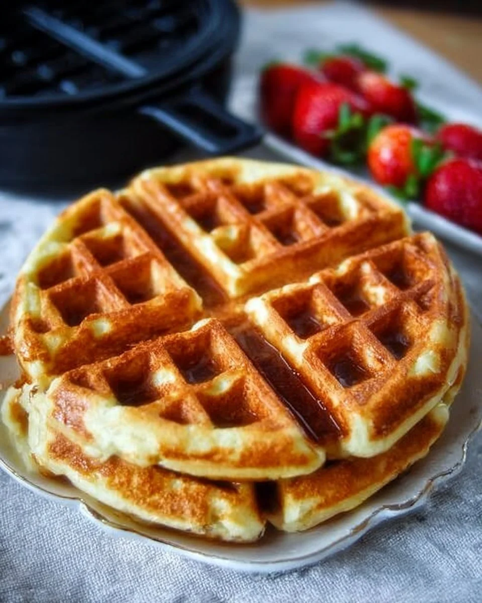 Deliciously golden Belgian waffles served with fresh toppings