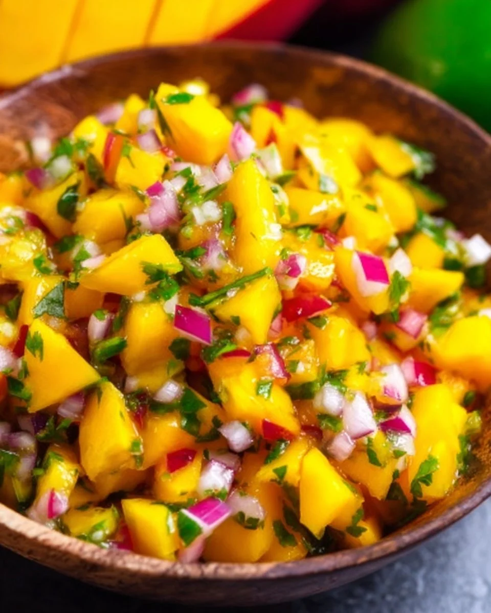 Vibrant mango salsa recipe featuring fresh ingredients and colorful presentation