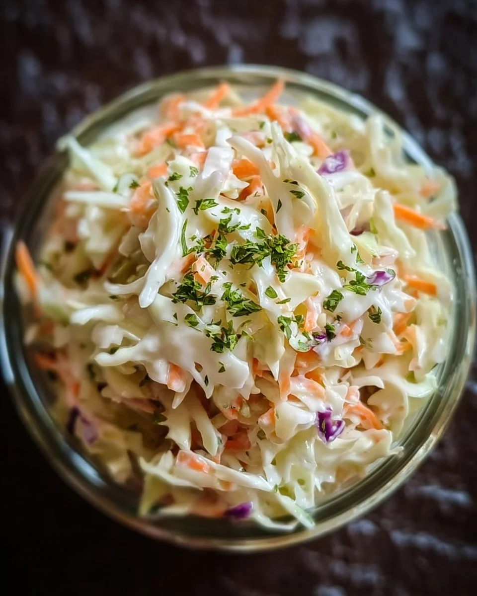 Bowl of 5 minute creamy coleslaw with fresh cabbage and carrots