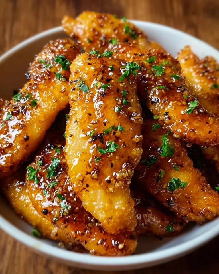 Air fryer honey butter garlic chicken tenders served on a plate