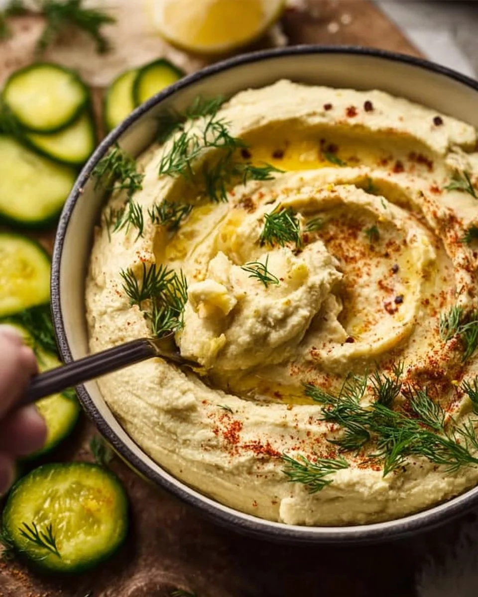Creamy Dill Pickle Hummus Recipe