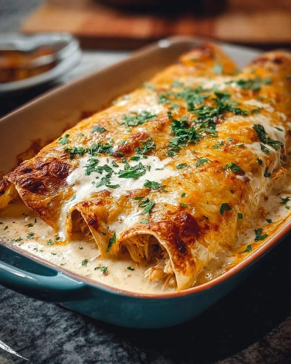 Homemade White Rotisserie Chicken Enchiladas