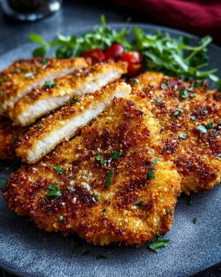 Crispy air fryer parmesan crusted chicken served on a plate