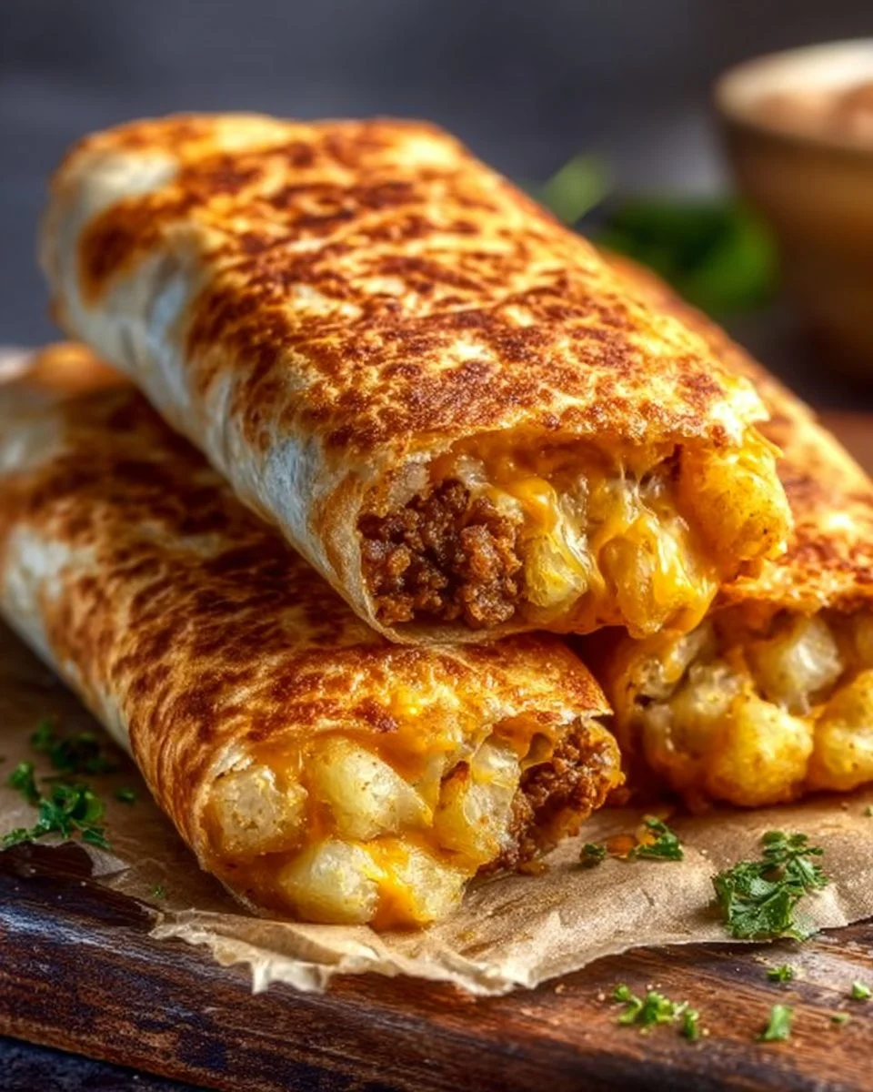 Crispy Golden Cheesy Potato Burritos