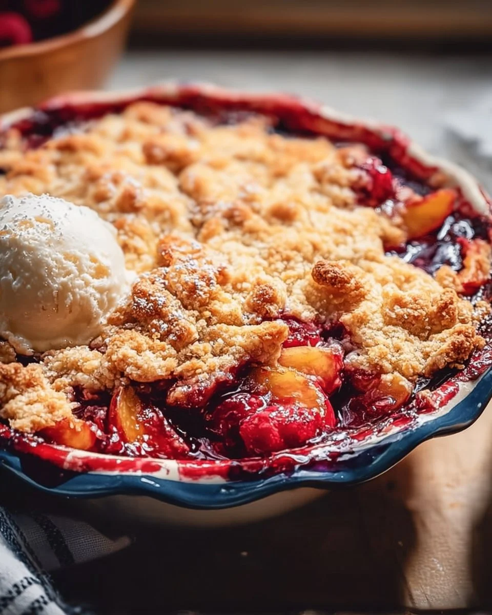 Easy Peach and Raspberry Cobbler