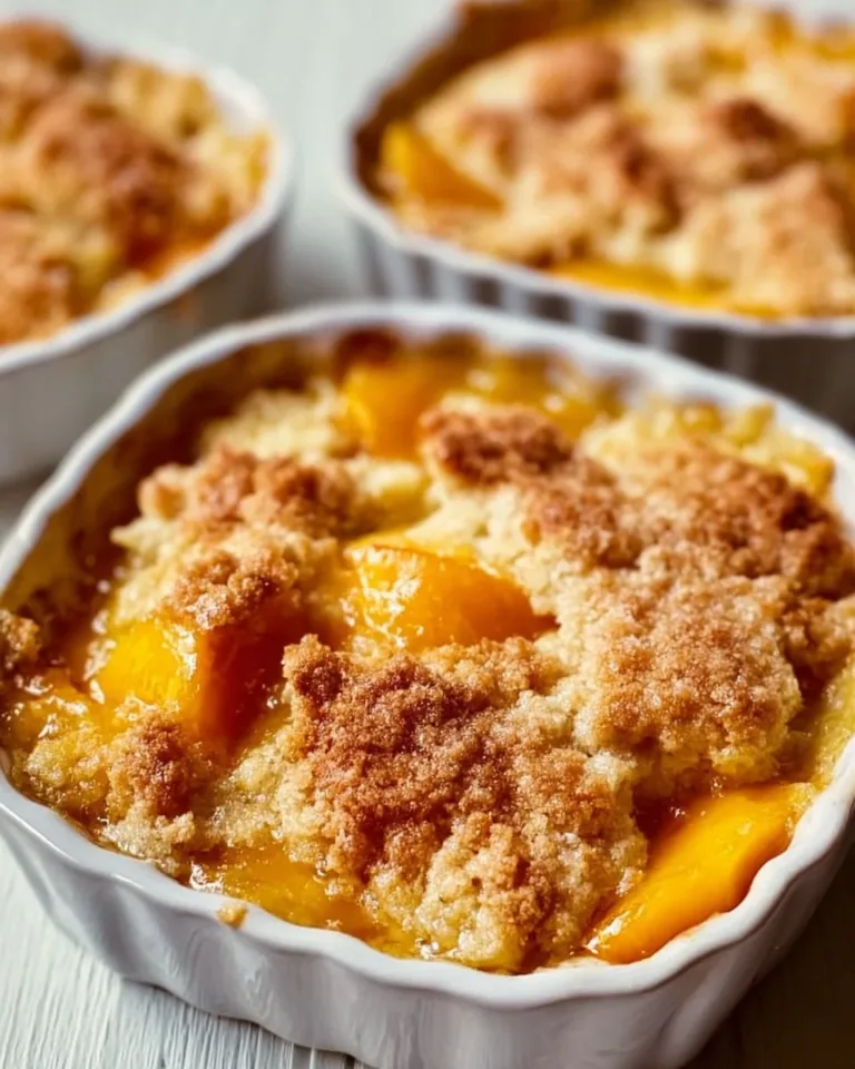 Delicious easy peach cobbler made with canned peaches served warm