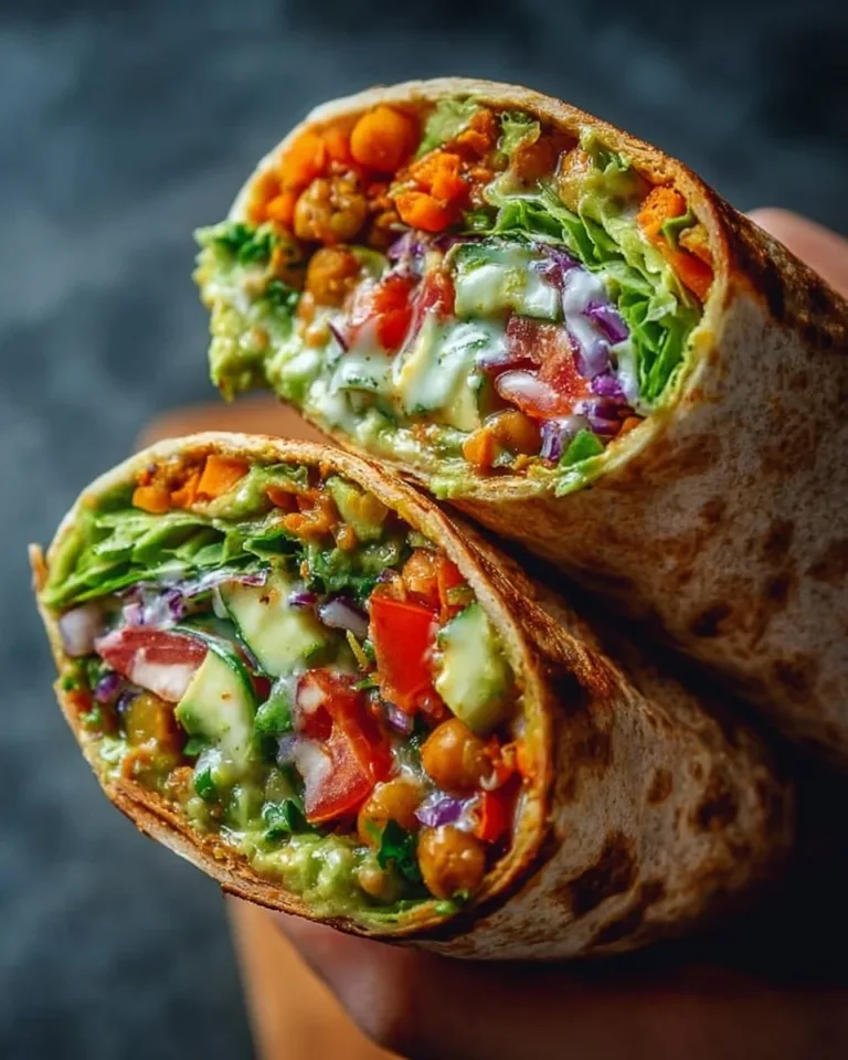Freshly made vegan veggie wraps filled with colorful vegetables and greens