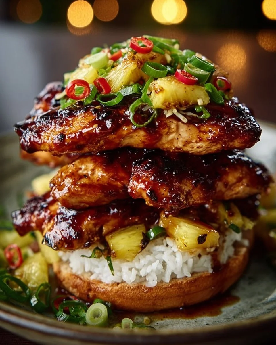 Hawaiian Huli Huli Chicken Stack