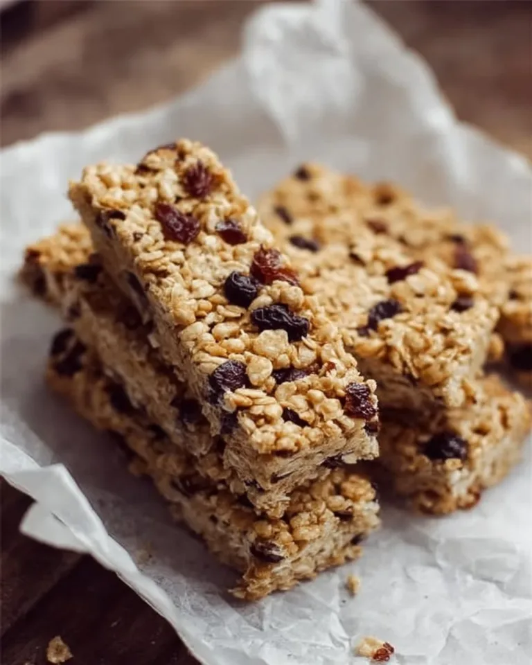 Homemade granola bars made with oats, nuts, and dried fruits