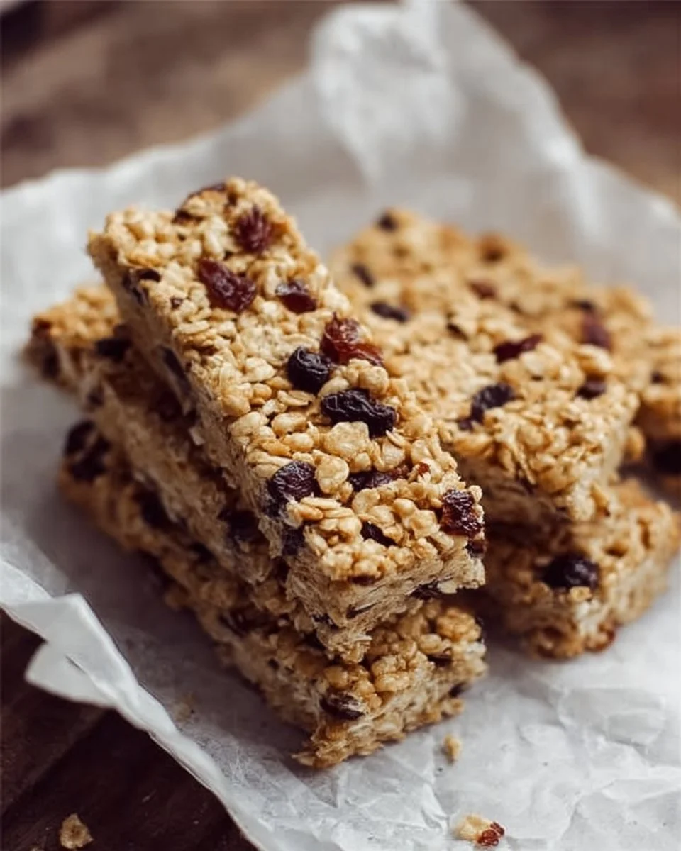 Homemade granola bars made with oats, nuts, and dried fruits