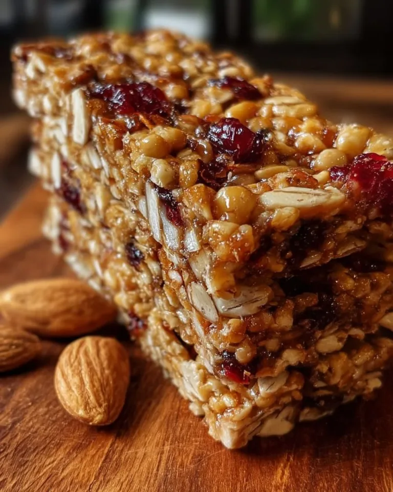 Homemade granola bars with nuts on a wooden table