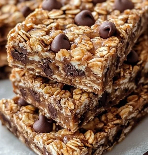 Delicious homemade no bake granola bars stacked on a plate