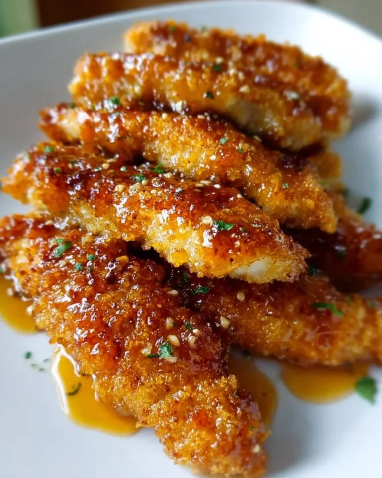 Crispy Honey Garlic Tender cooked in an air fryer with vibrant garnishes.