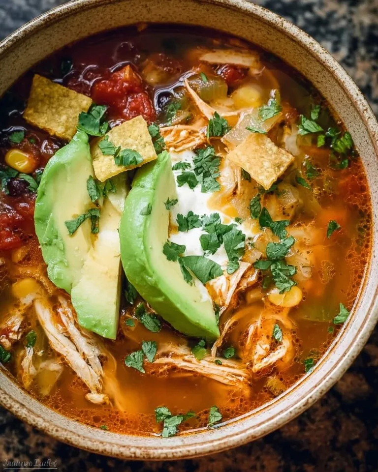 Instant Pot Chicken Tortilla Soup with vibrant ingredients and garnishes