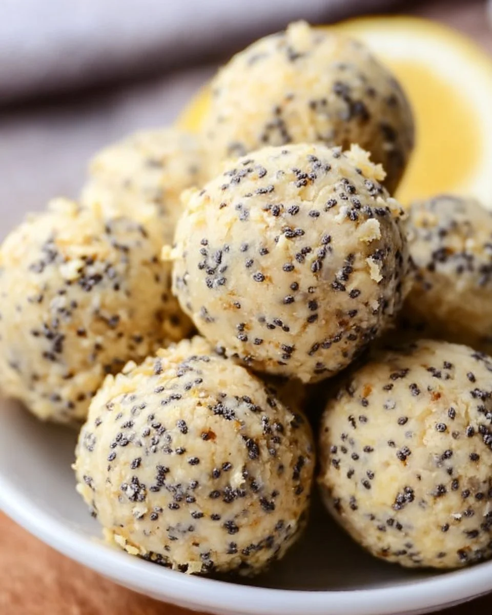 Delicious Lemon Poppy Seed Energy Bites perfect for a healthy snack.
