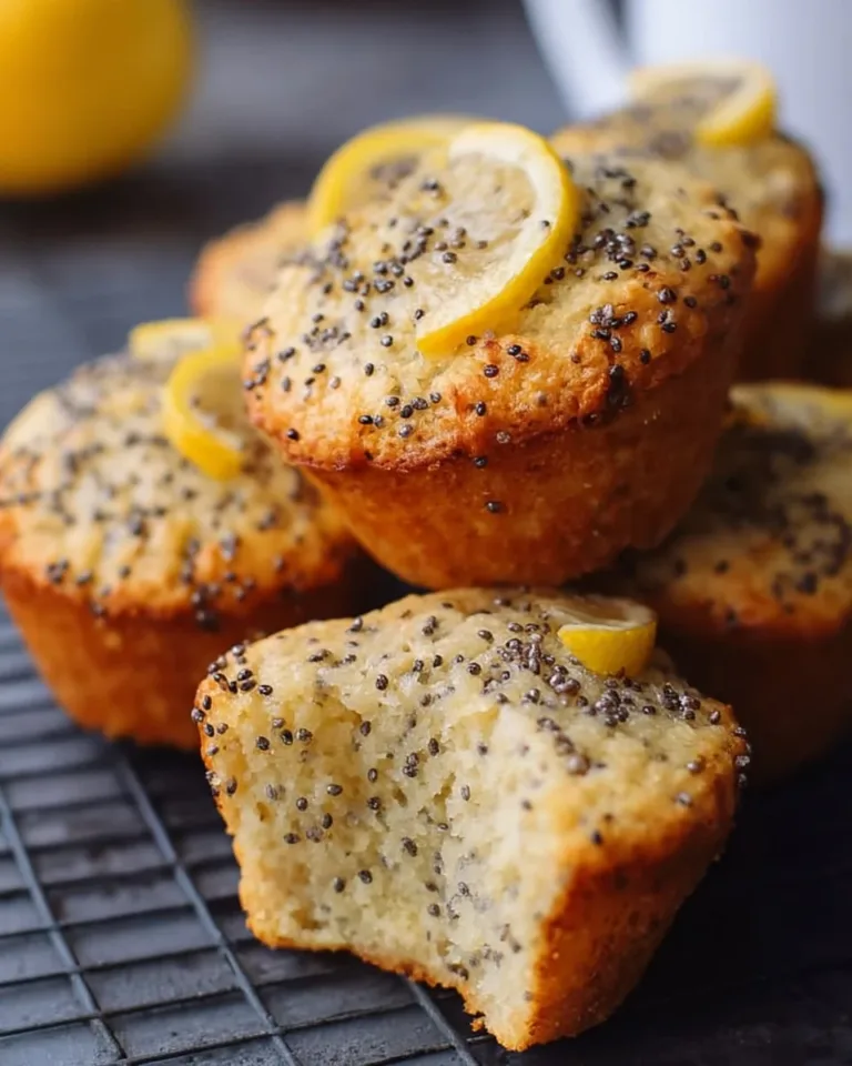 Lemon Poppyseed Protein Muffins fresh out of the oven